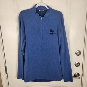 Travis Mathew 1/4 Zip Pullover Sweater Mens Blue Golf Performance Size XL